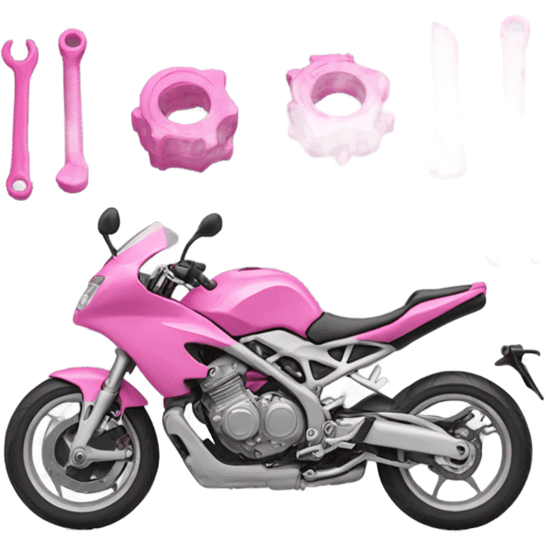 Pink motorbike tools  emoji