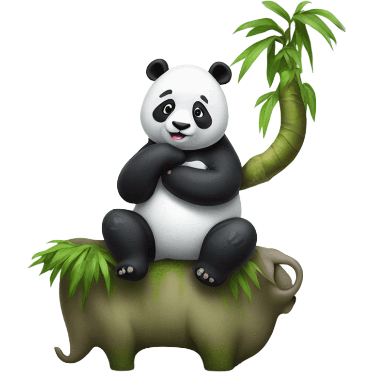 Panda sitting on elephant trunk emoji