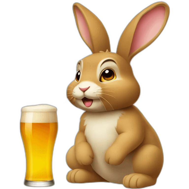 Lapin avec une bière emoji