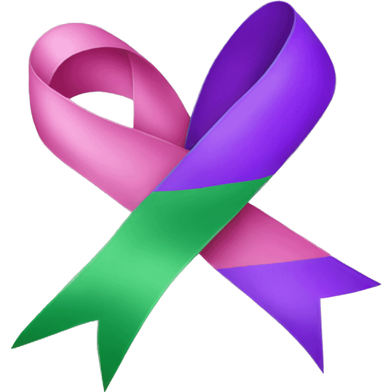 pink, purple and green ribbon emoji