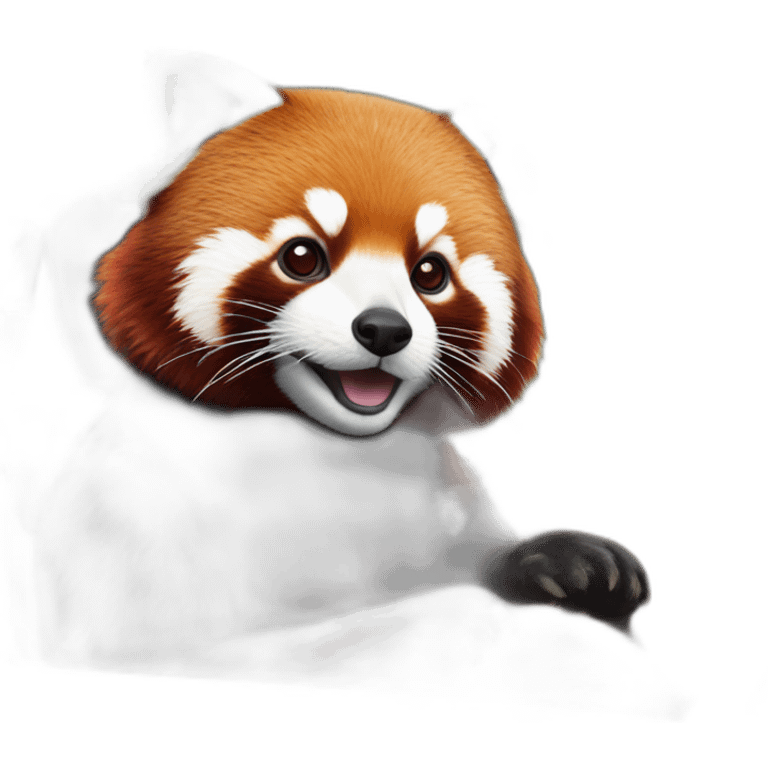 Red panda sitting in driver’s seat of a black Aston Martin emoji