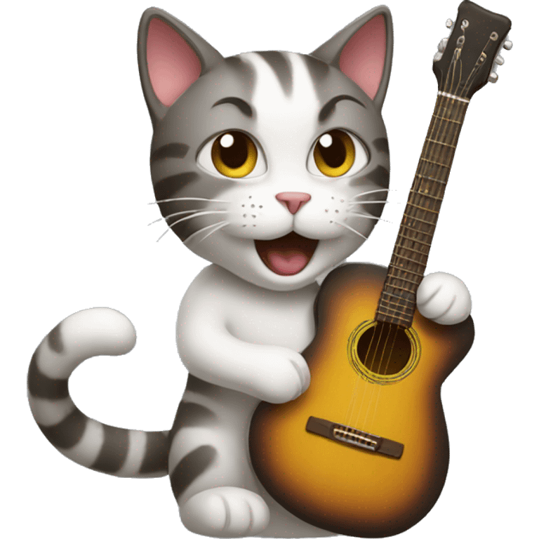 cat playing guitar emoji