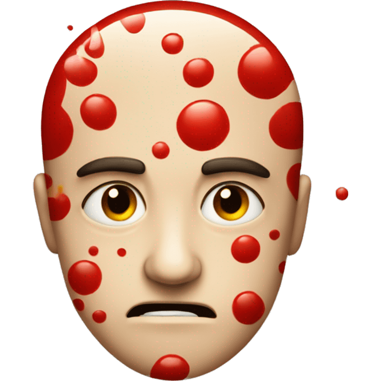 Annoyed face with red spots splattered  emoji