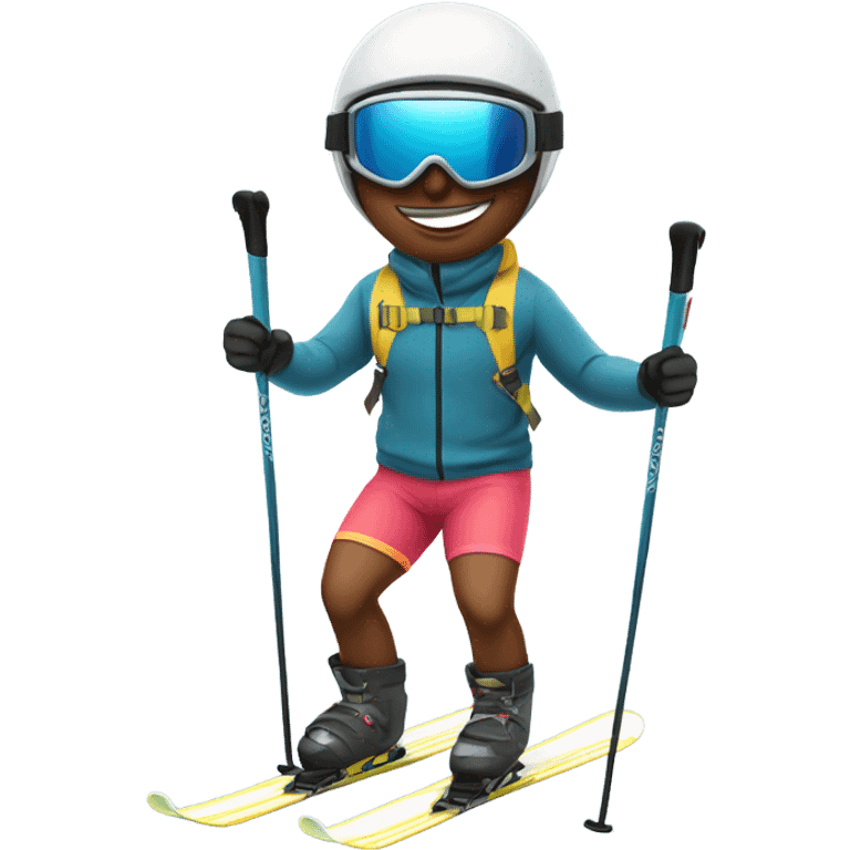 Male skier in swim shorts emoji