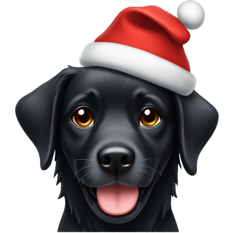 black dog with christmas hat emoji