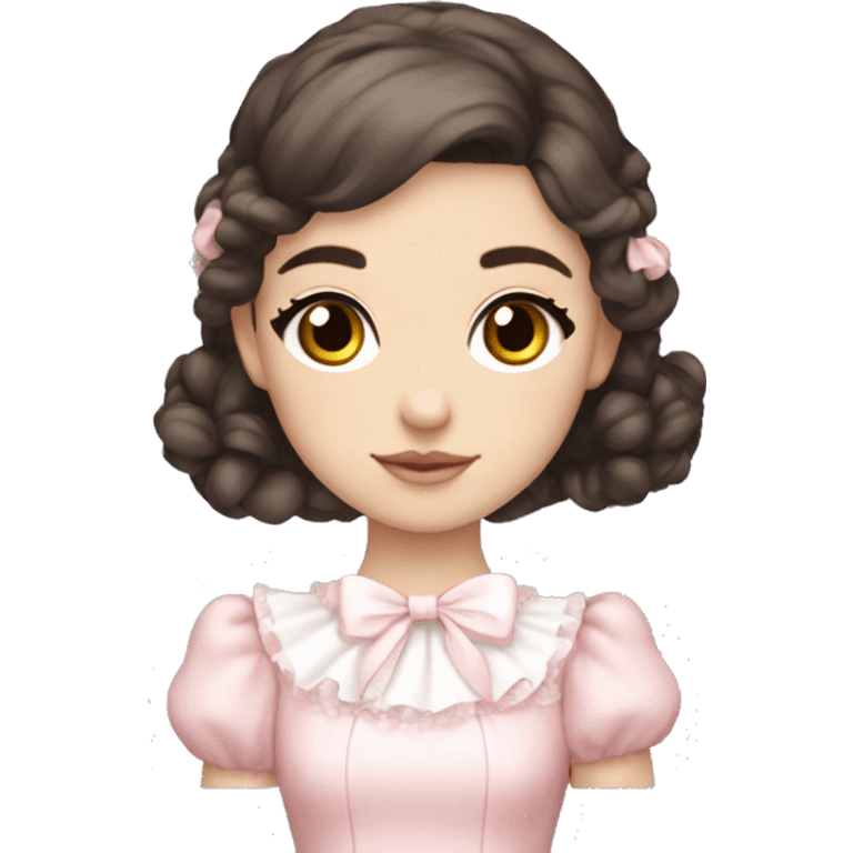 sweet lolita dark brown hair dark eyes white skin light pink dress emoji