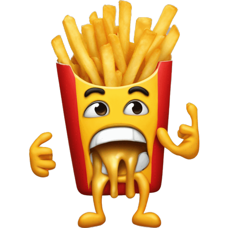 mischevious emoji eating cheese fries emoji