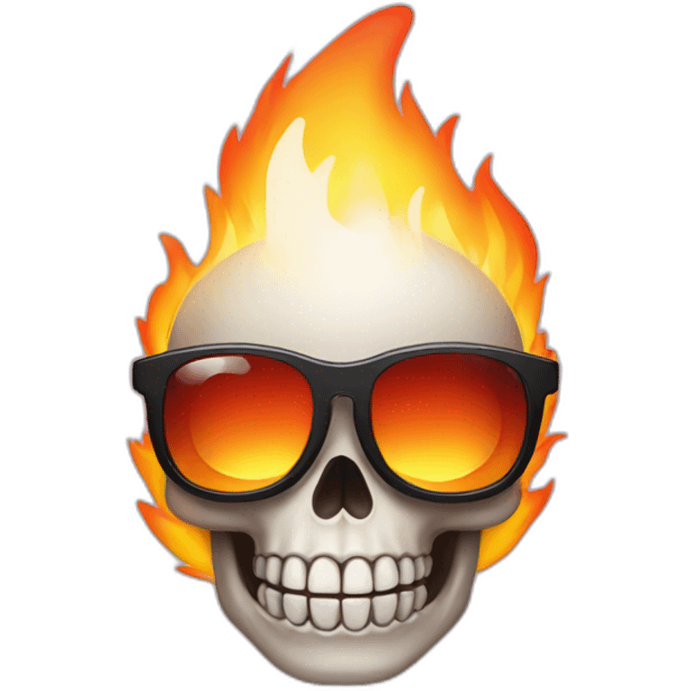 cute skull on fire wearing sunglasses emoji