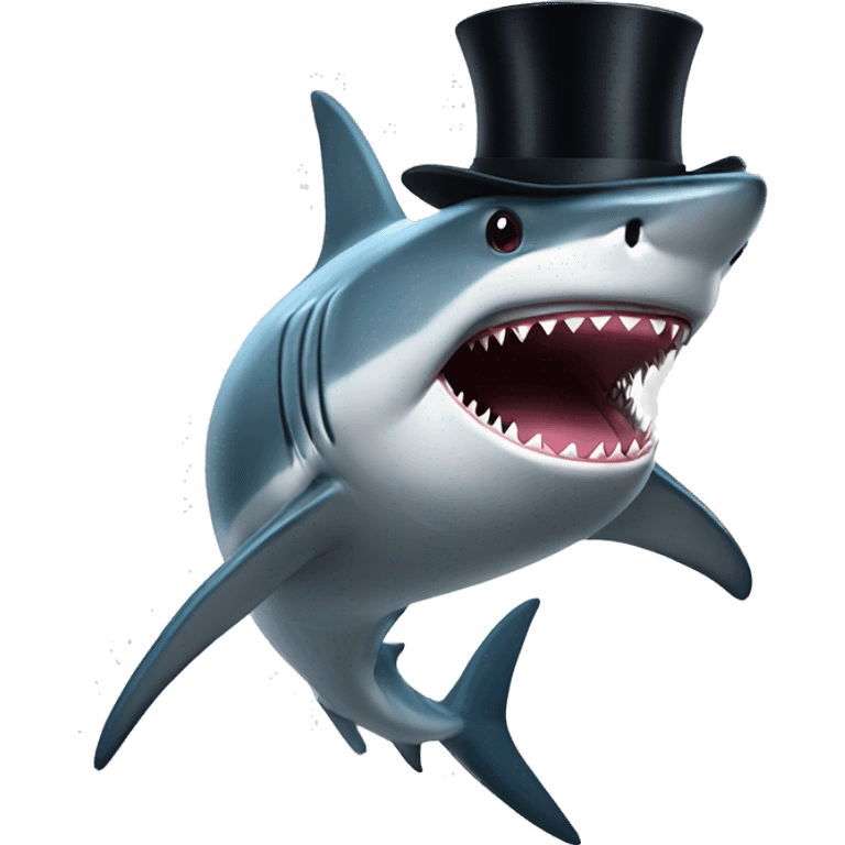 Shark with a top hat emoji