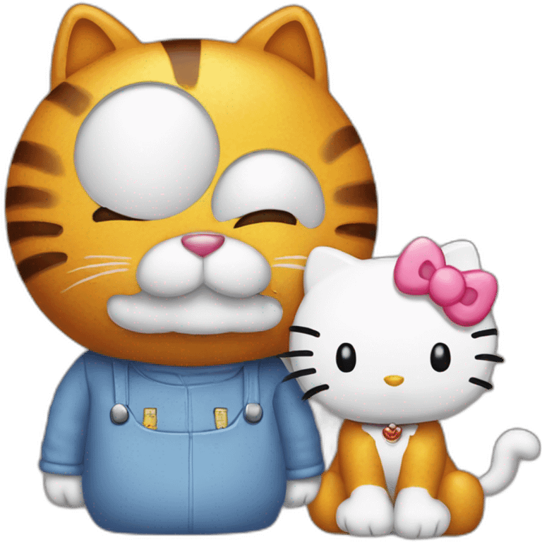 Garfield in couple with Hello Kitty emoji