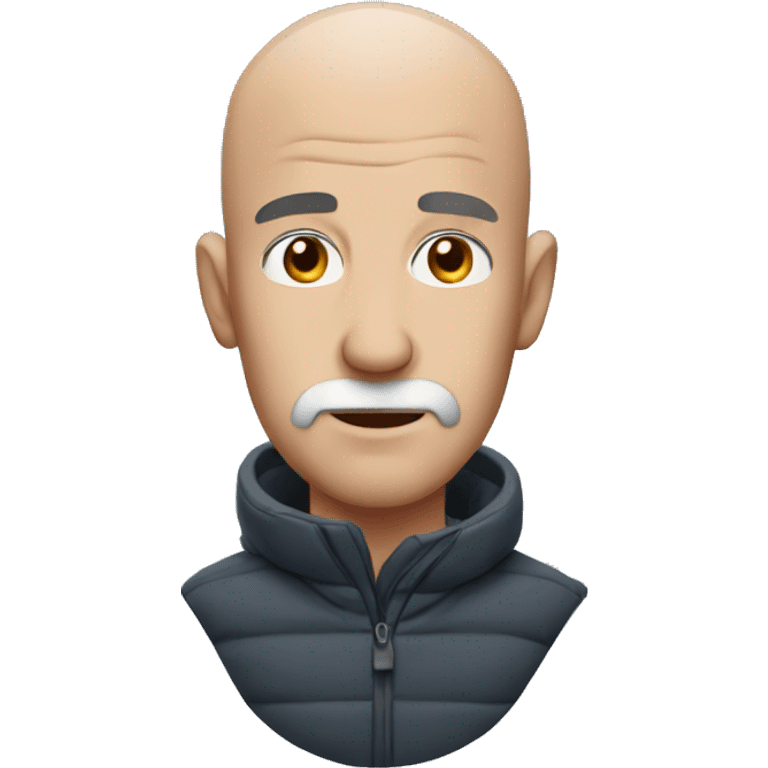 A bald man freezing in the snow emoji