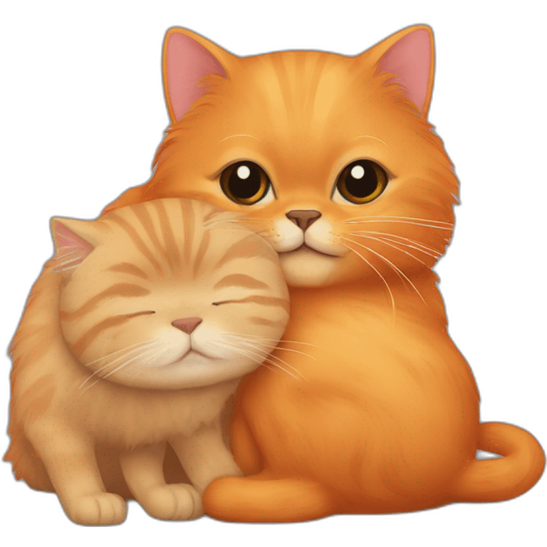 Orange persian cat hugs a capibara emoji