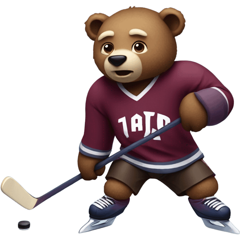 Bear playing hockey maroon jersey emoji