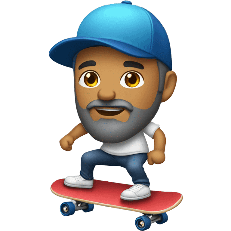 latino guy with gray beard and baseball cap riding a skateboard emoji