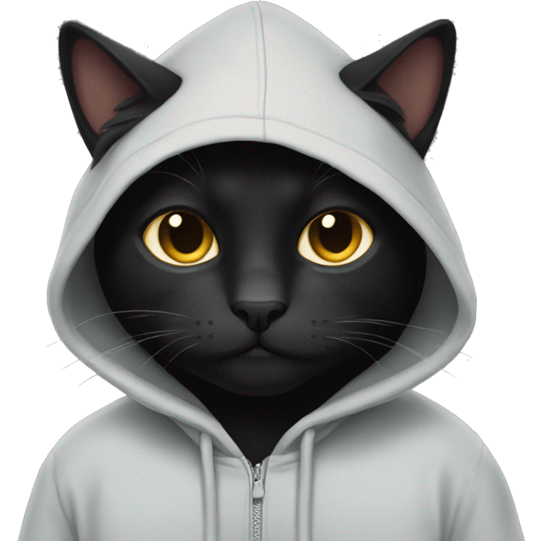 Black cat wearing hoodie emoji