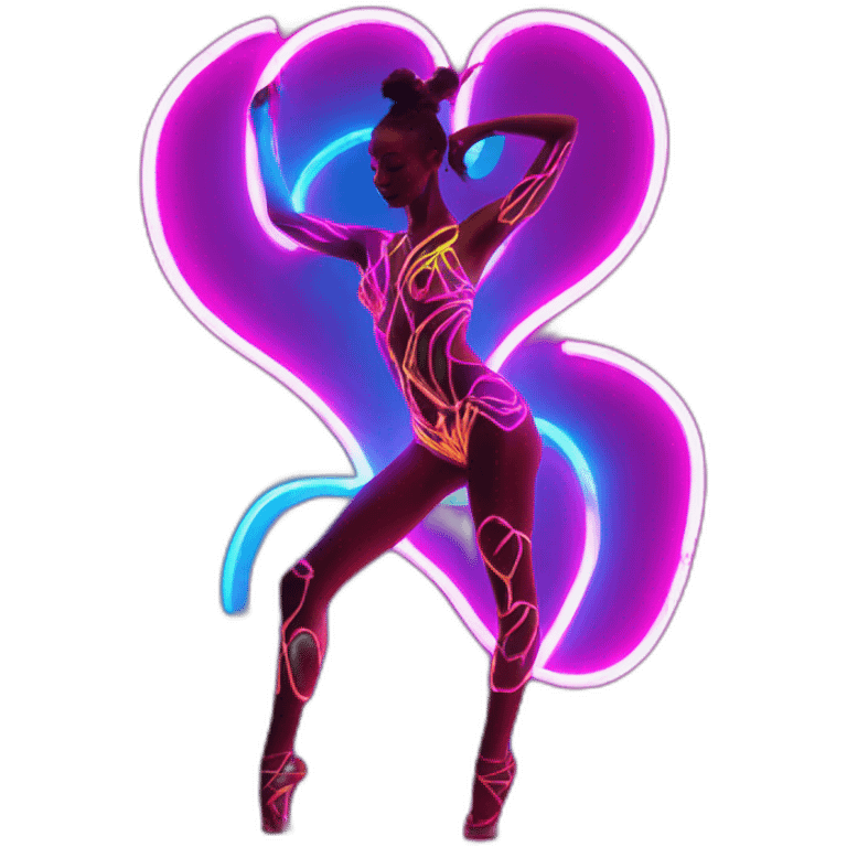 Sexy Neon sign shows trance model dancer in tasteful body paint from side emoji