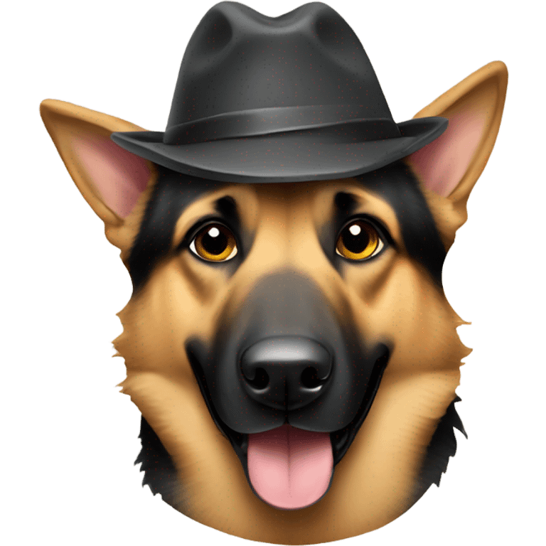 German Shepherd wearing hat emoji