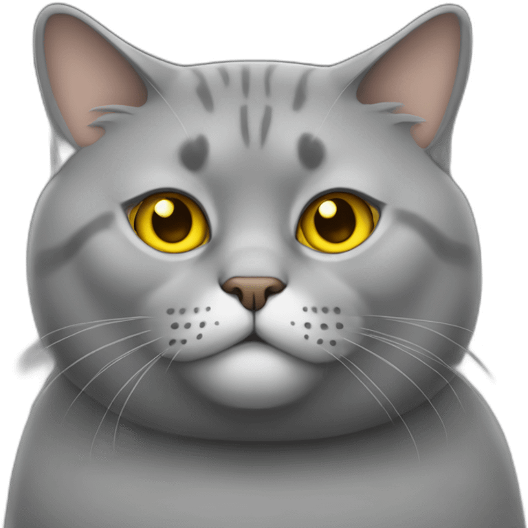 Fat cat grey with yellow eyes emoji