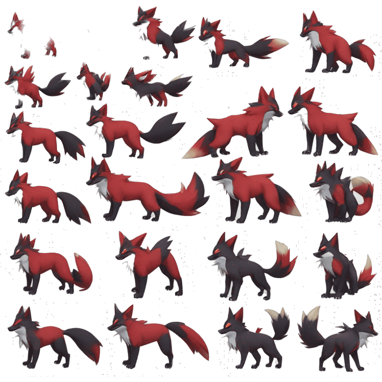 Litten-Zoroark-Zangoose-Mightyena-Zorua full body emoji