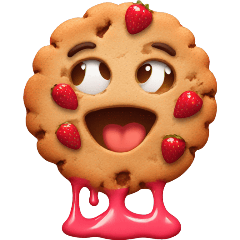 Cookie with strawberry coating emoji