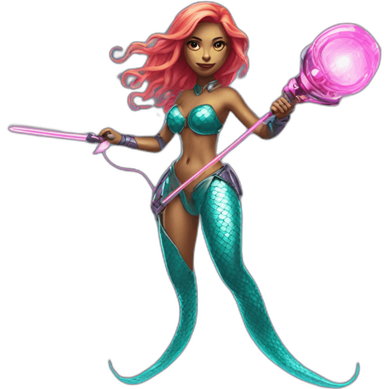 mermaid cyborg with a laser whip emoji