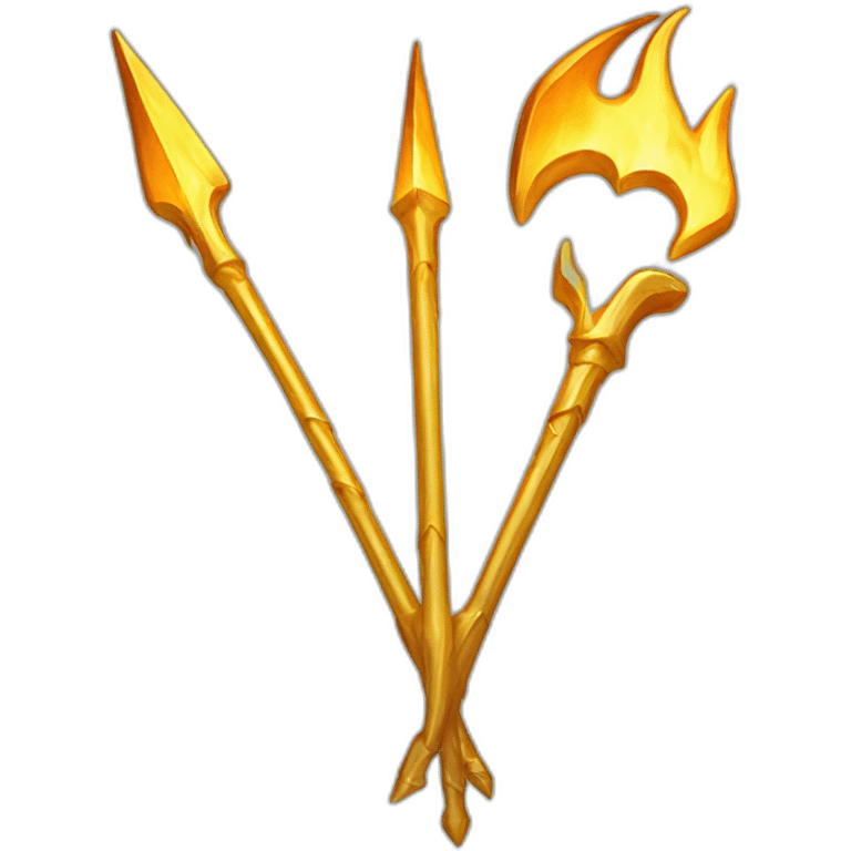 trident of fire made of gold emoji