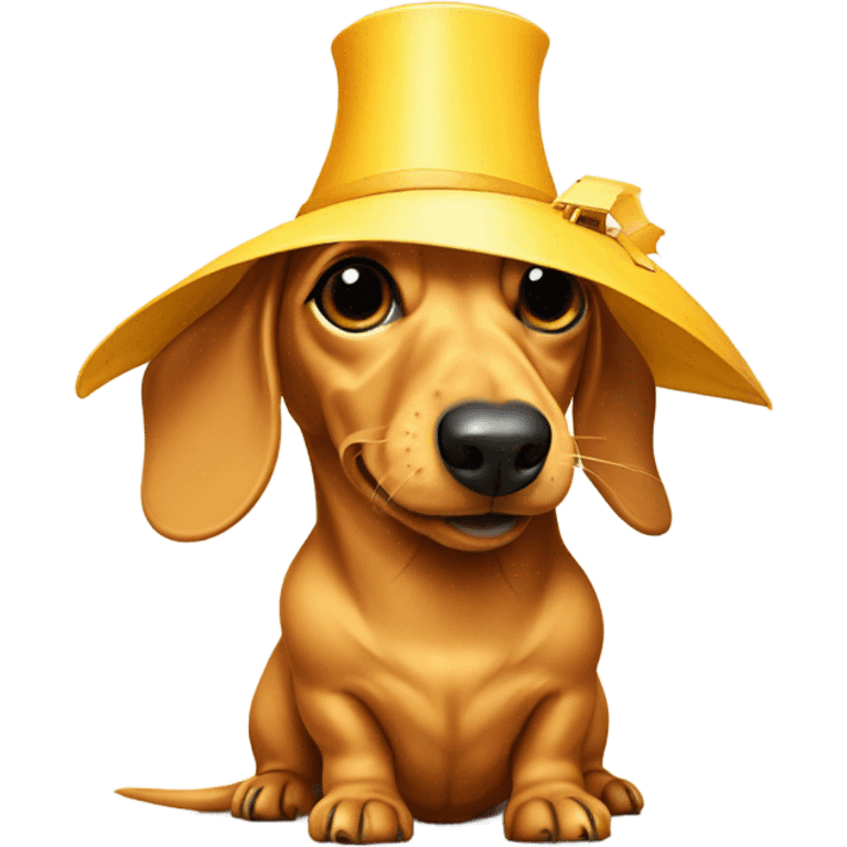 Yellow mini dachshund with windmill hat  emoji