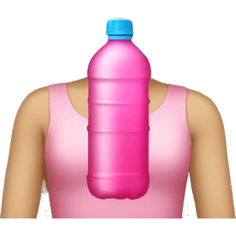 girl with blond hair and big pink water bottle emoji