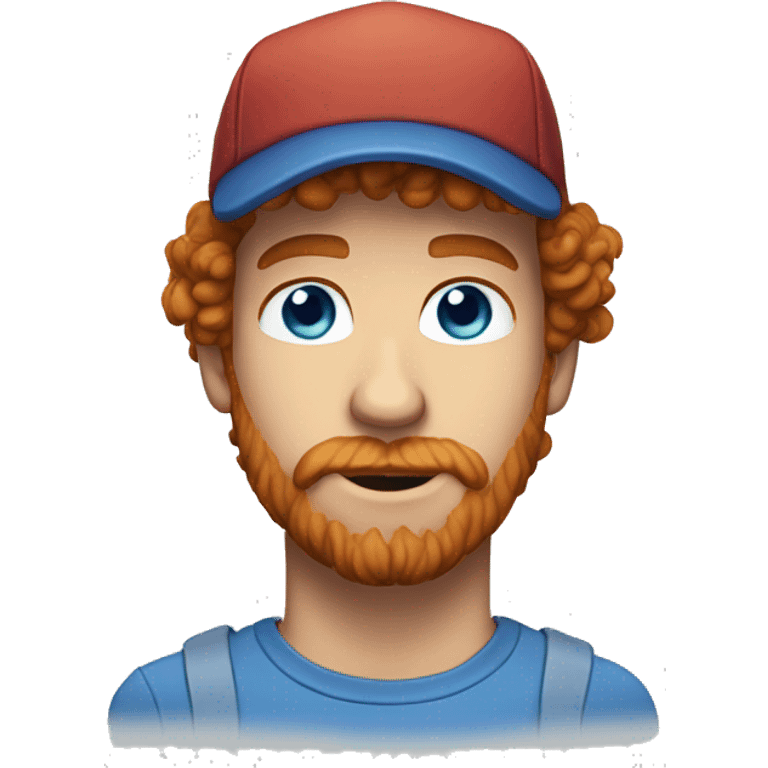 35 year old, male, short curly red hair, pale, beard, blue eyes, hat emoji