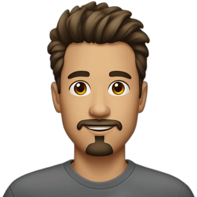 25-year-old man, brunette, wears a goatee, wears a low tuft emoji