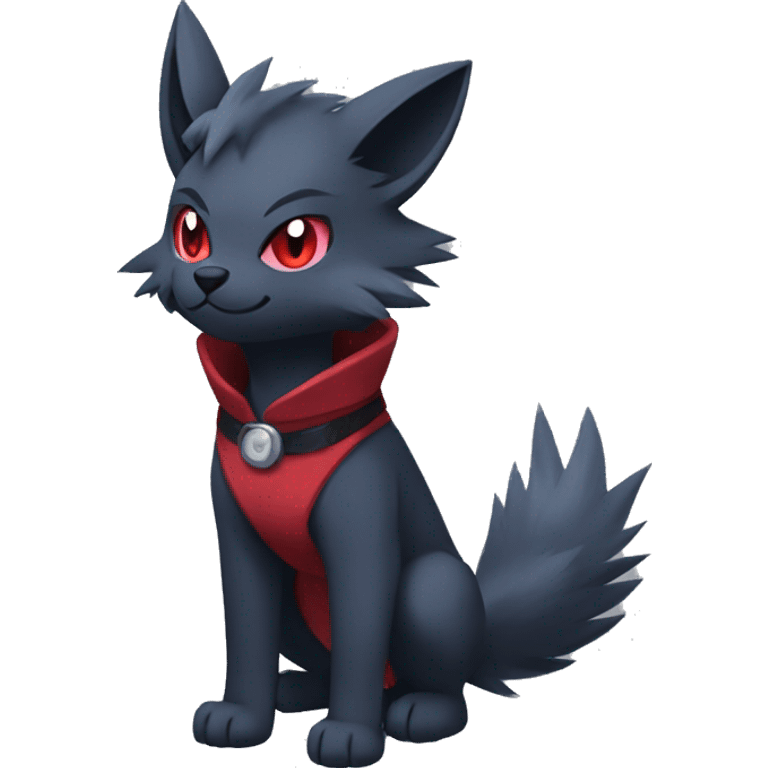 Cool Edgy Zorua-Zoroark-Mightyena with a collar full body emoji