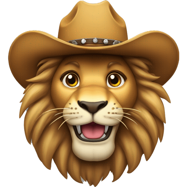 Lion with a cowboy hat blinking and giving a thumbs up  emoji