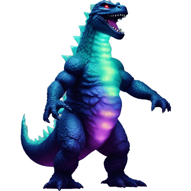 Dark iridescent godzilla glowing emoji