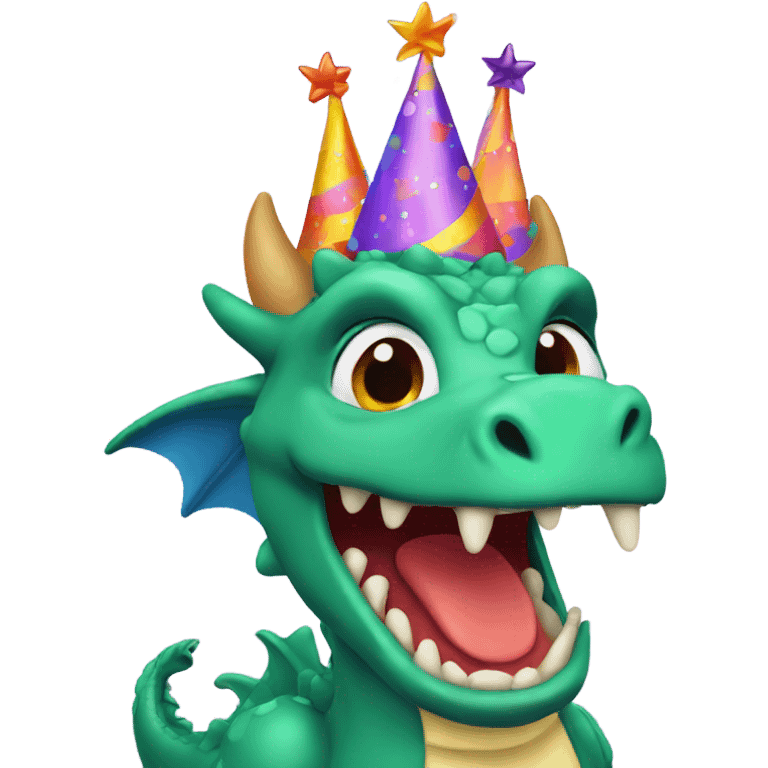 Dragon with birthday hat  emoji