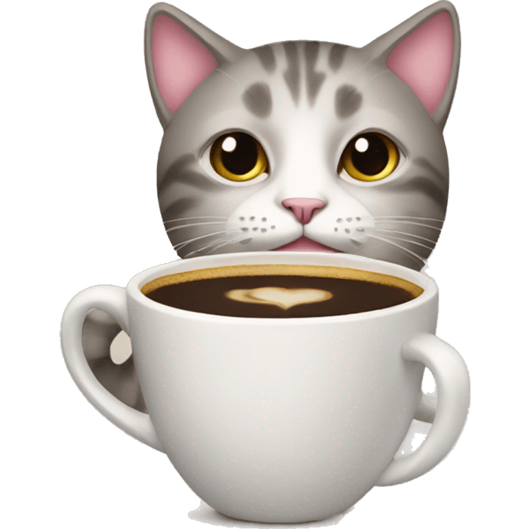 A cat with a cup of coffee emoji