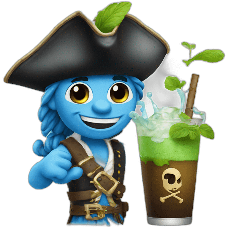 smurf pirate drinking mojito emoji