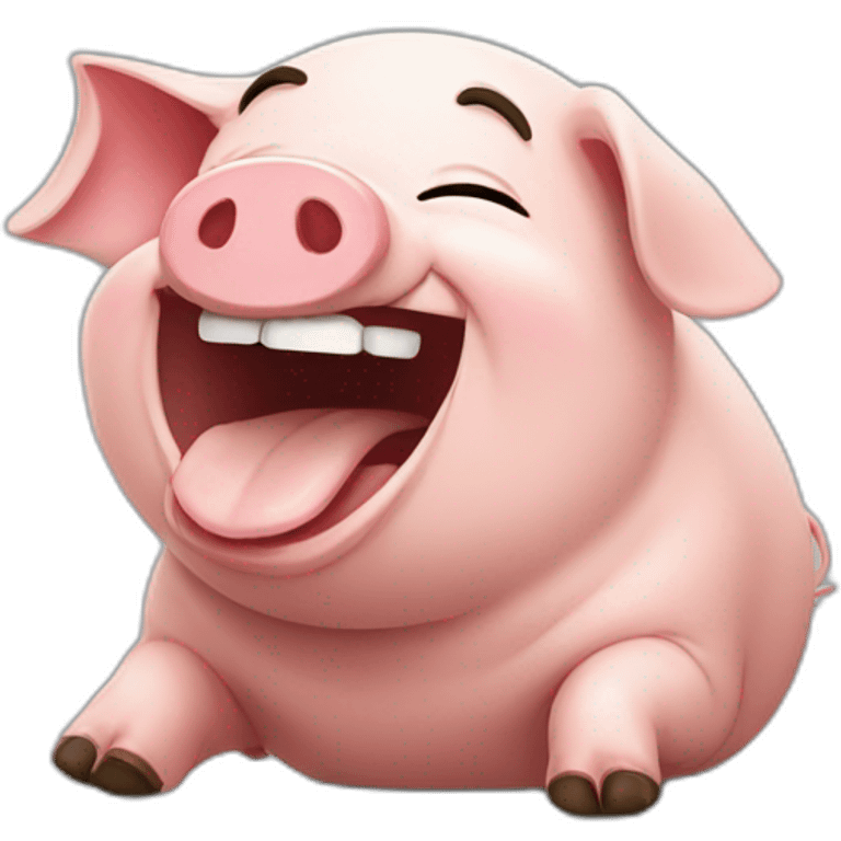 Pig laughing sideways hehehe emoji