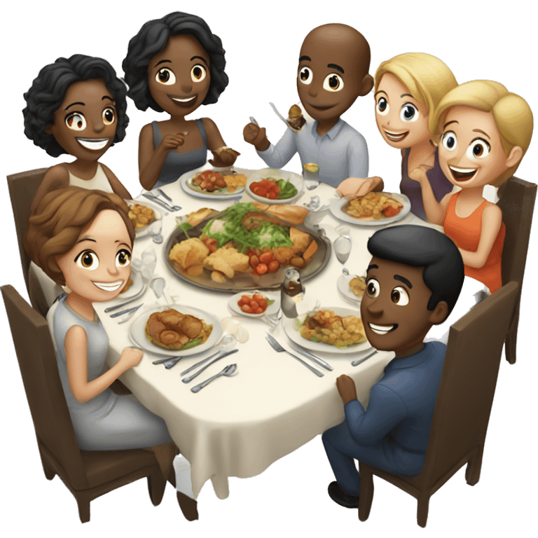 Ten Friends in a happy dinner  emoji