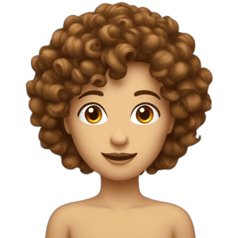 cheuveux bouclé marron qui sourit emoji