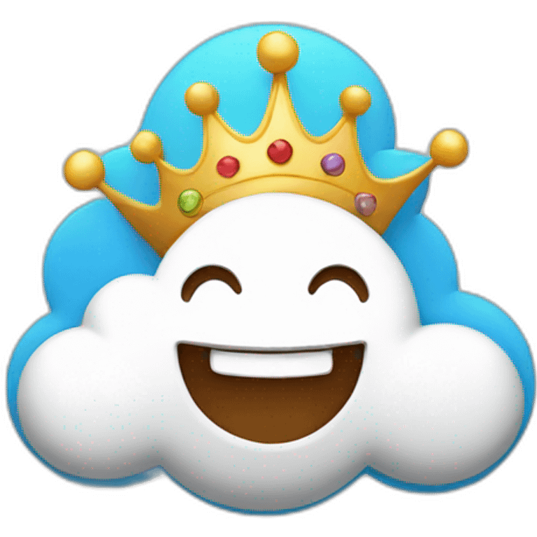 cloud with crown and happy smiley face emoji