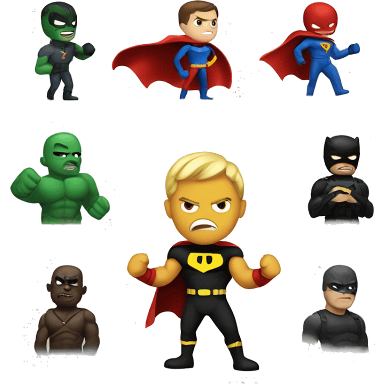 Superhero fighting bad guys emoji