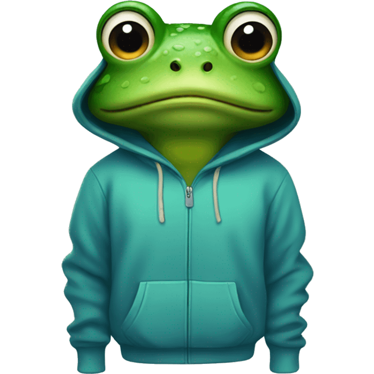 Frog wearing a hoodie emoji