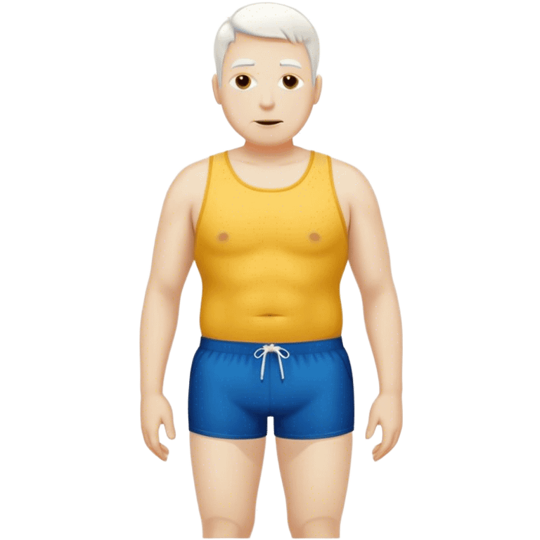 Man in swimming shorts  white skin dark yellow short big body emoji