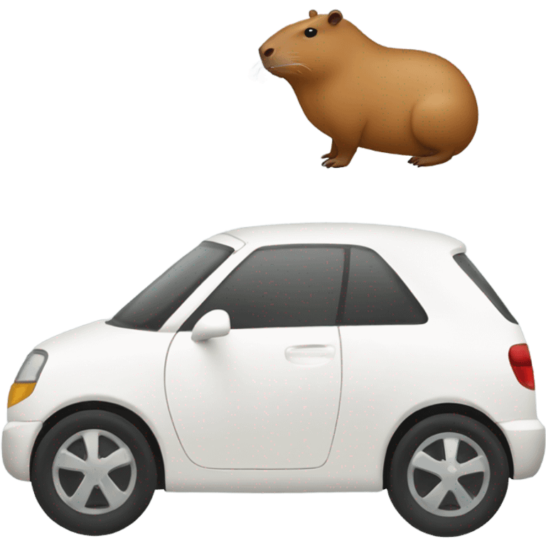 capybara driving white car emoji