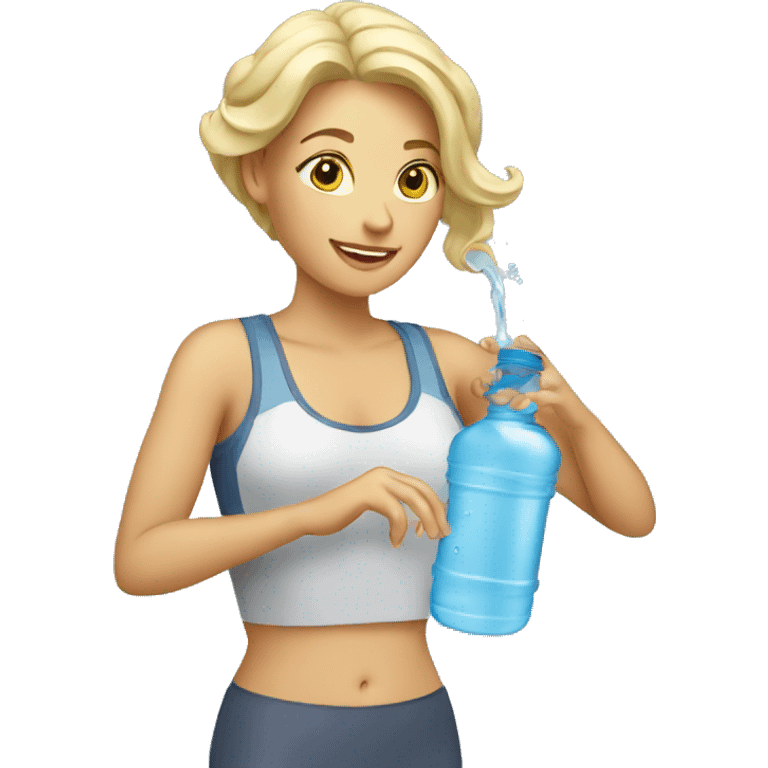 woman drinking water bottle emoji