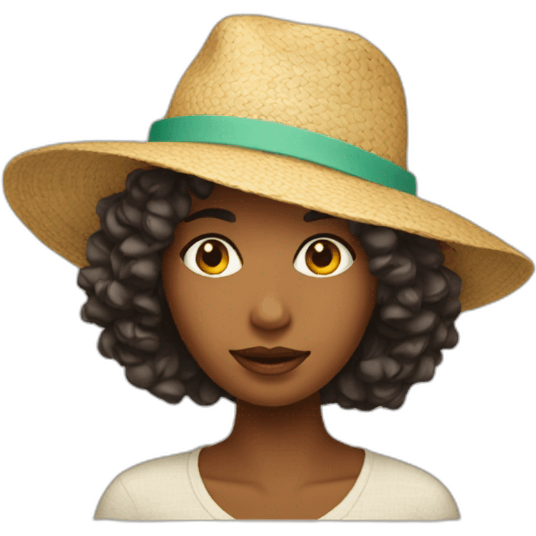 women with summer hat emoji