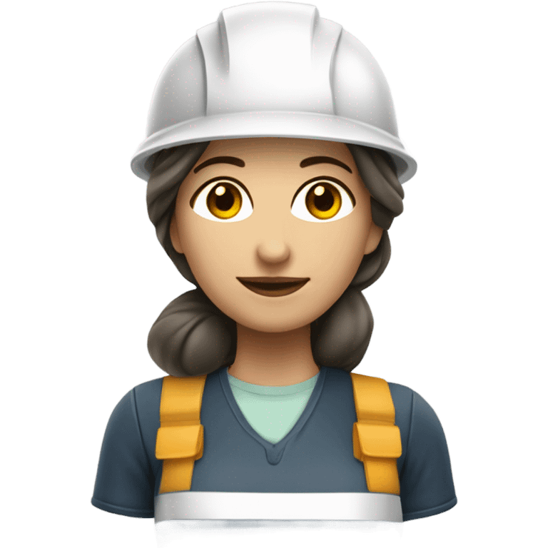 ingeniera mujer con casco blanco de piel clara y cabello rubio  emoji