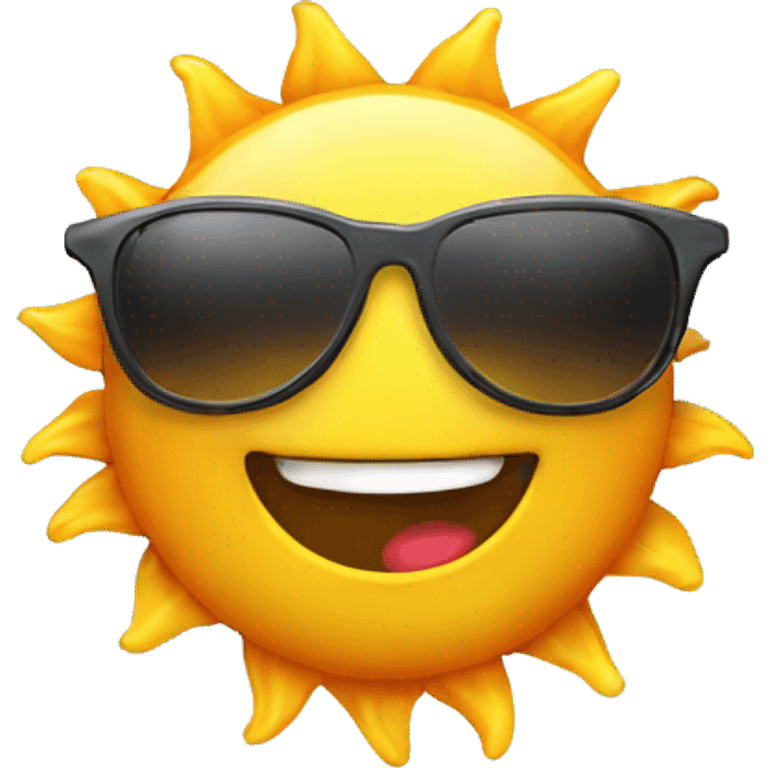 A smiling sun emoji with sunglasses and a tiny rainbow. emoji