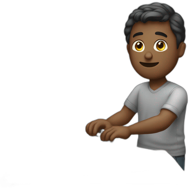 Man standing on a desk working on a computer emoji