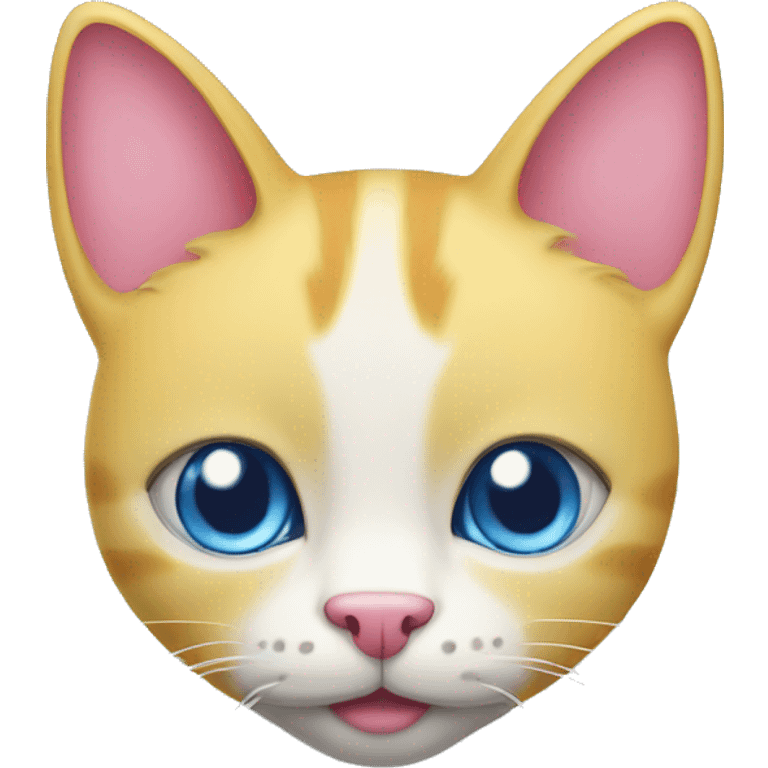 Yellow cat with pink nose and a white muzzle  and blue eyes  emoji